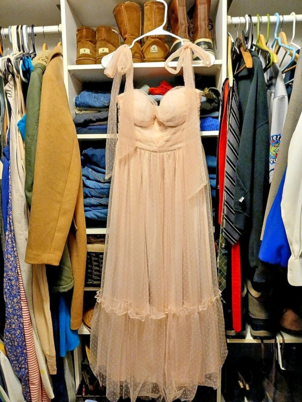 MABLE Pink Polka Dot Maxi Dress Size Medium